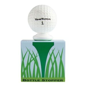 Golf Gift Golf Ball Wine Bottle Stopper TeeTime Acrylic Hole in 1 Bottle Top NIB